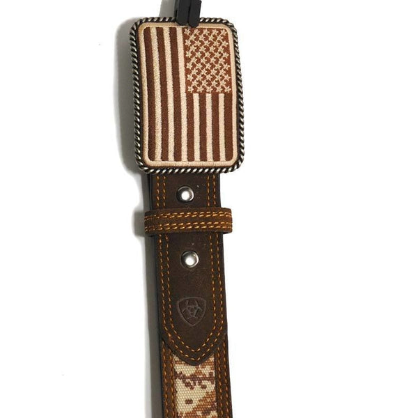 Ariat Mens Digital Camo Strap Aged Bark Overlay Belt - Belts & Buckles