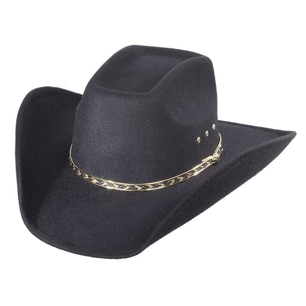Black Faux Felt 8 Second Adult Cowboy Hat - Accessories