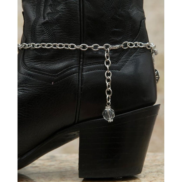 Blazin Roxx Silver Double Chain With Heart Charms Boot Bracelet - Boot Accessories