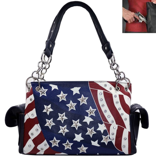 Concealed Carry U.s.flag Shoulder Bag-Black - Bags & Purses
