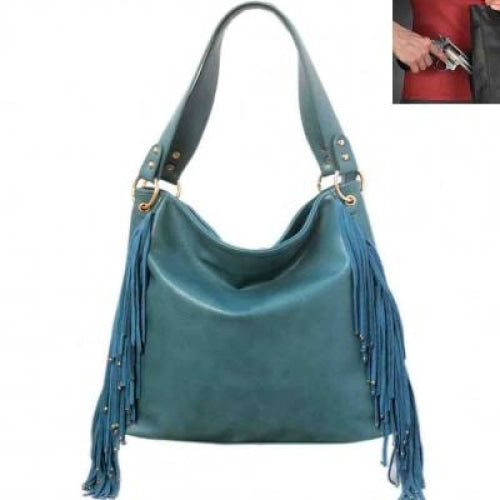 Genuine Leather Fringe Concealed Carry Hobo Bag - Bags
