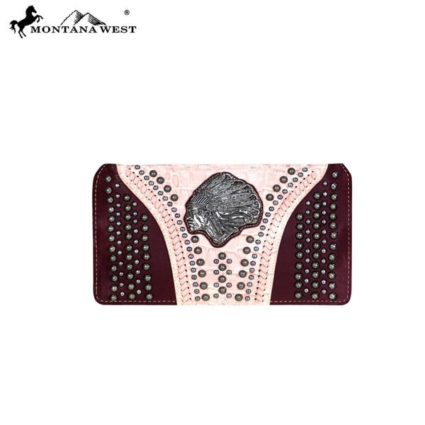 Montana West Concho Collection Secretary Style Wallet - Pink - Bags & Purses