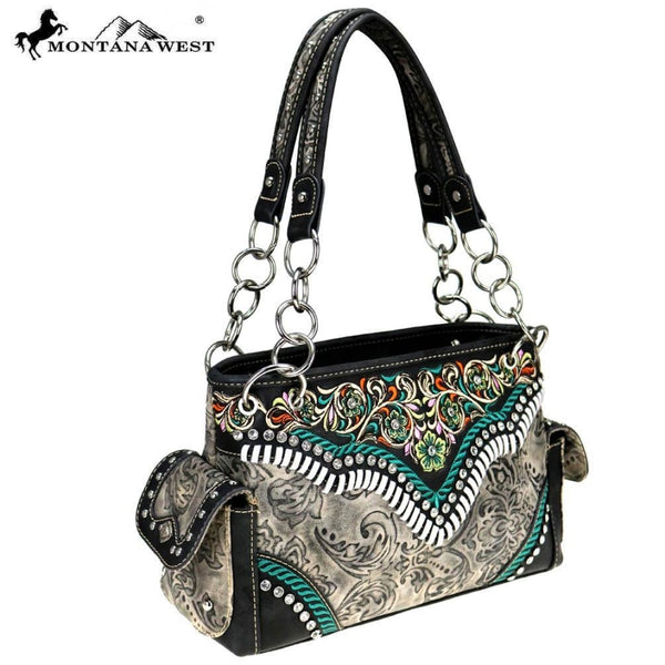 Montana West Embroidered Collection Satchel - Bags & Purses