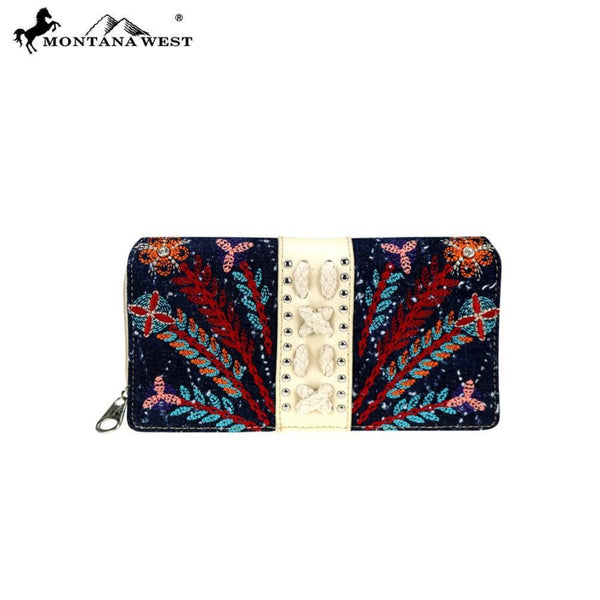 Montana West Embroidered Collection Secretary Style Wallet - Accessories