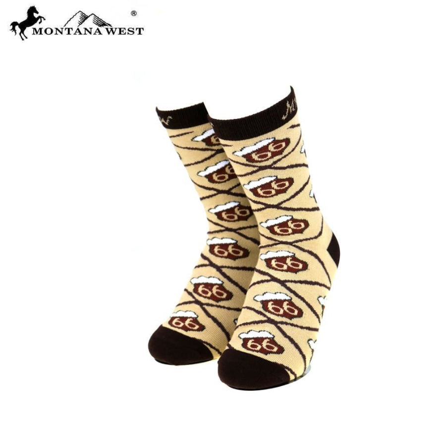 Montana West Route 66 Collection Sock Assorted Colour - Coffee - Accessories