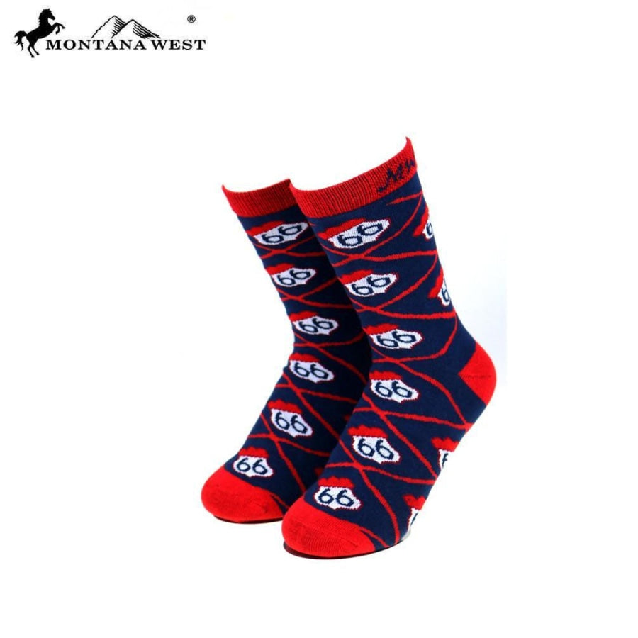 Montana West Route 66 Collection Sock Assorted Colour - Navy - Accessories