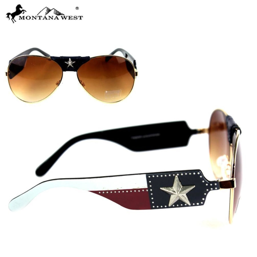 Montana West Texas Collection Sunglasses - Navy/gold - Mens Accessories